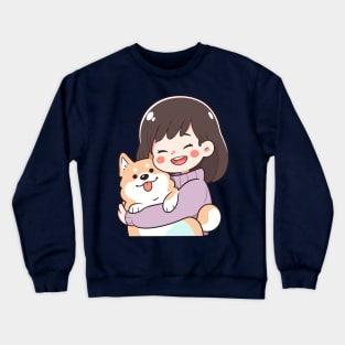 Just a Girl with her corgi dog illustration I Crewneck Sweatshirt